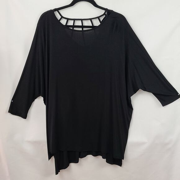 Cyrus oversized dolman sleeve lattice back black tunic hilo nwt - Picture 1 of 5